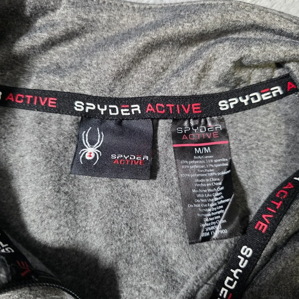 Spyder Mens Medium Pullover Gray Quarter Zip Active Performance Heathered 1254